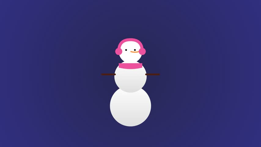 Cute Snowman with Top Hat and Red Scarf Winter Animation