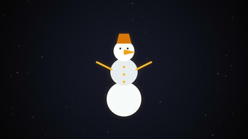 Cute Snowman with Top Hat and Red Scarf Winter Animation