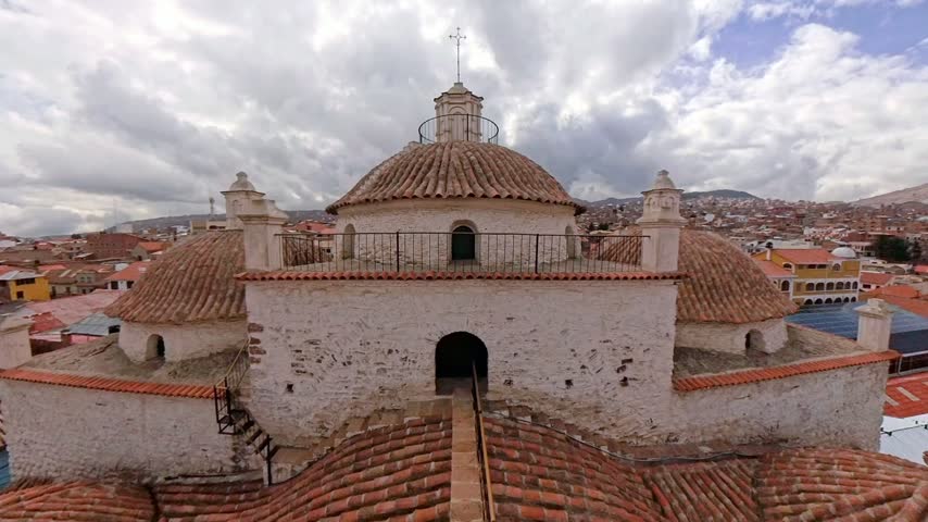 Potosi, Bolivia - Aerial view of San Francisco convent rooftop and colonial architecture