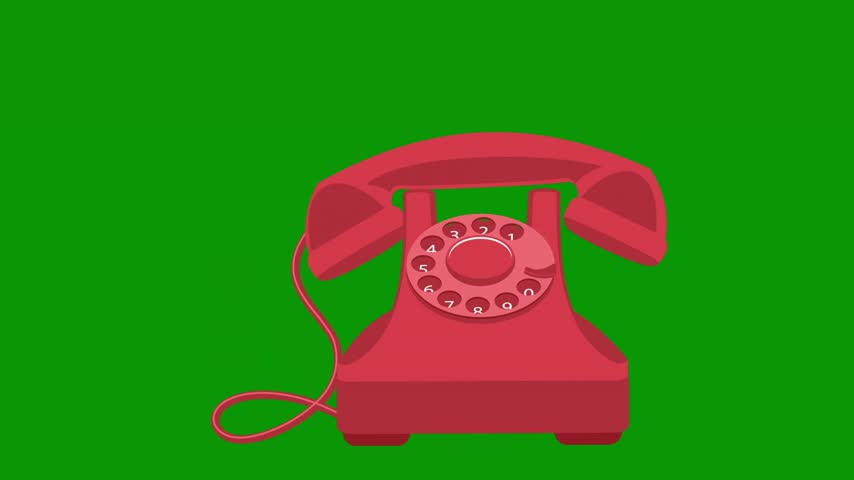 A red telephone on Green Screen an old green screen cartoonish