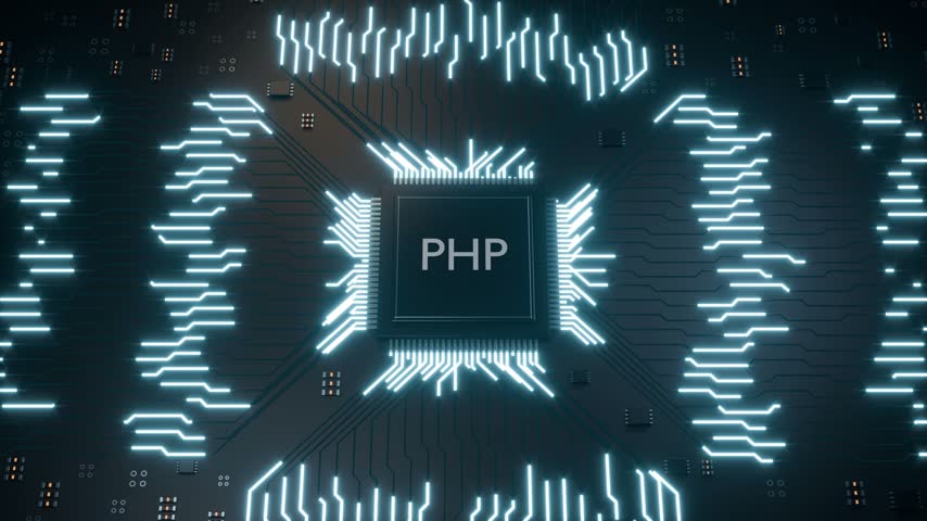 PHP chip processor CPU GPU technology bg able to loop endless 4k. 3D Illustration