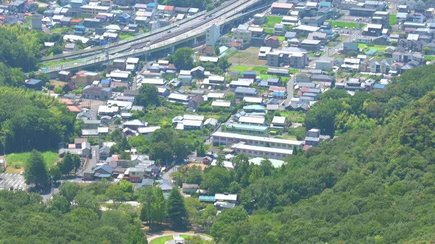 Panoramic view of Nagoya metropolitan area from Mt. Kinka Gifu Japan