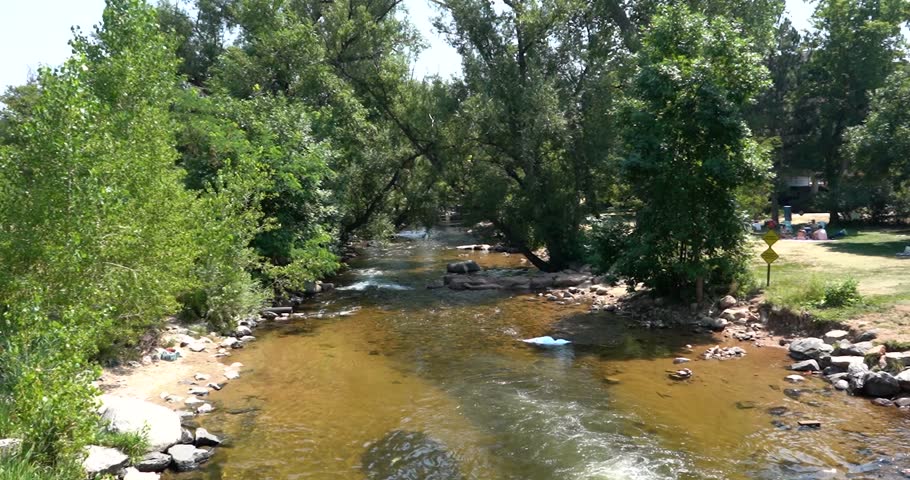 Boulder Creek flowing through a park in Boulder, Colorado