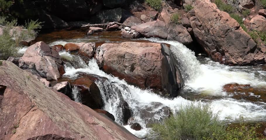 Waterfall on South Boulder Creek in Eldorado Canyon State Park, Colorado, close up