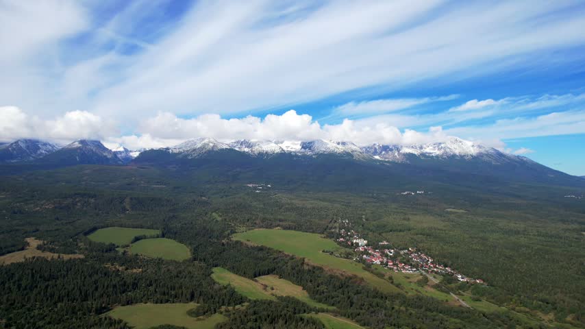 Panoramic aerial view of High Tatras mountains in Slovakia