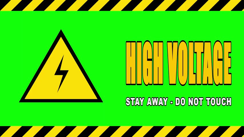 Flat Vector High Voltage Danger Animation on Green Screen.