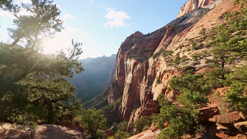 Sandstone formations near Pine Creek Canyon overlook on the Canyon Overlook Trail in Zion National Park, Utah