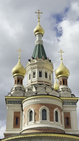 Russian Orthodox Saint Nicholas Cathedral seen from outside in Vienna, Austria.