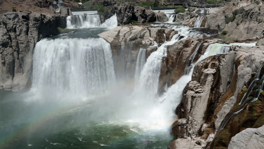 Shoshone Falls Snake River Twin Falls Idaho rainbow. Beautiful powerful waterfall. Known as the Niagara of the West. Falls is 212 feet high, 45 feet higher than Niagara over cliff 1,000 feet wide.