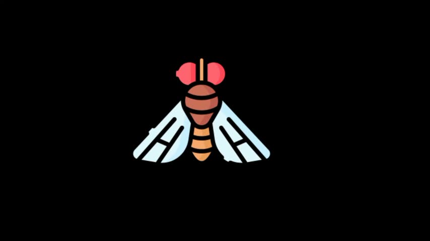 Flat Outlined Vector Fly Icon Graphic