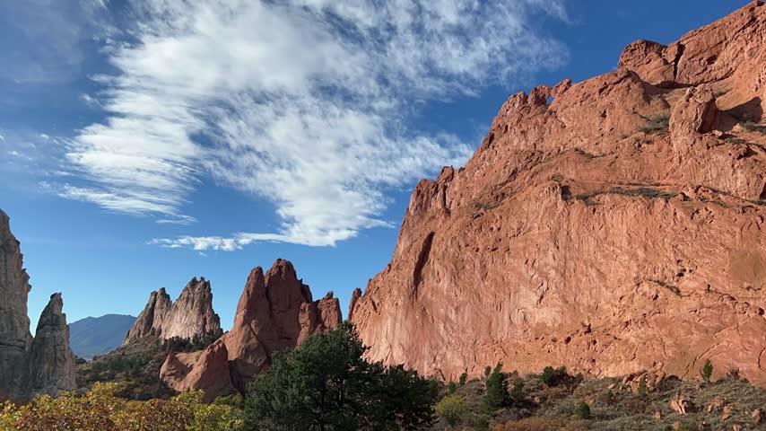 Time-Lapse – Autumn View of Red Rock Formations in Garden of the Gods, Colorado Springs,