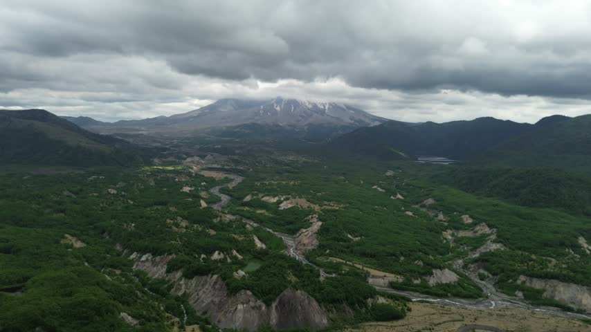 Mt St Helens in clouds - volcano in Washington
