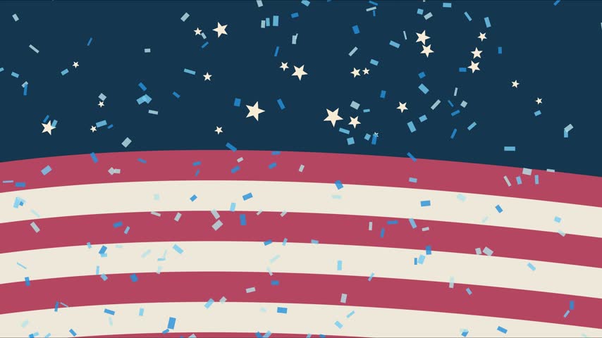 American Independence Day scene with United States flag stars and celebratory fireworks