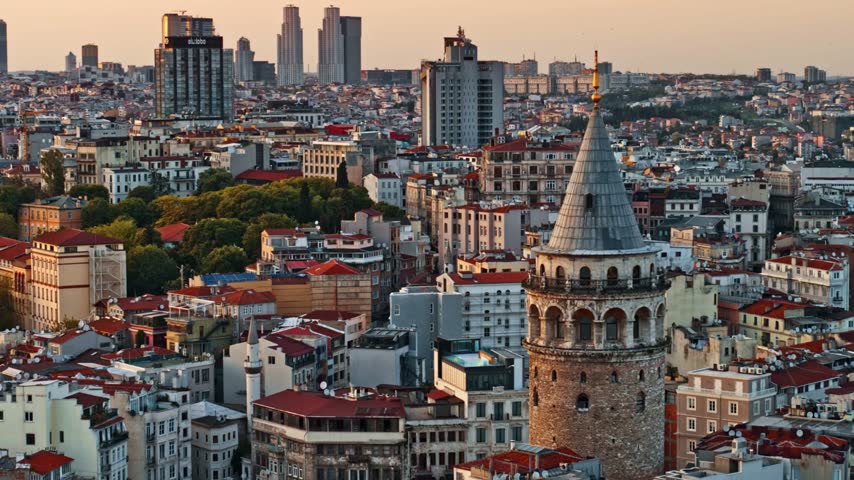 Aerial view of Istanbul, Turkey, showcasing its expansive urban skyline, historic architecture, and modern cityscape. Ideal for travel, tourism, cultural heritage, and urban development projects.