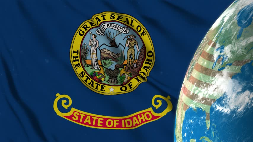 Idaho Flag With Earth Globe