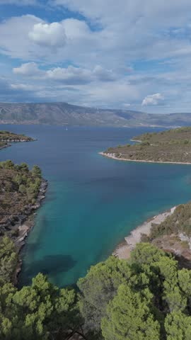 Aerial View of Secluded Coastal Bay on Hvar Island, Croatia