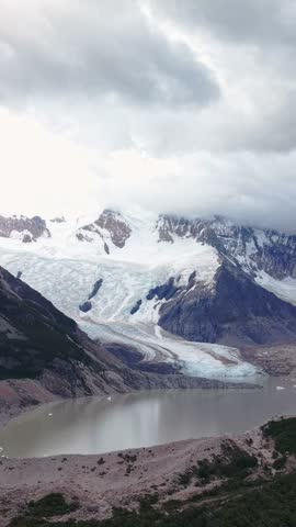 Glacier and Lake in Mountainous Landscape