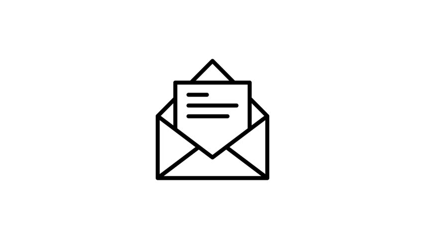 An animated vector icon showing an open envelope with a letter inside, featuring writing lines, ideal for communication and messaging concepts.