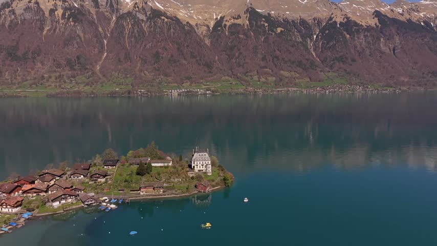 Switzerland, Scenic Swiss Alps Surrounding Iseltwald and Lake Brienz