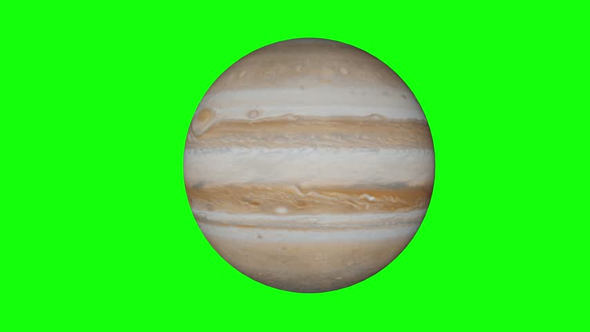 Realistic Gas Giant Jupiter Rotating with Swirling Cloud Bands Isolated on Green Screen Background