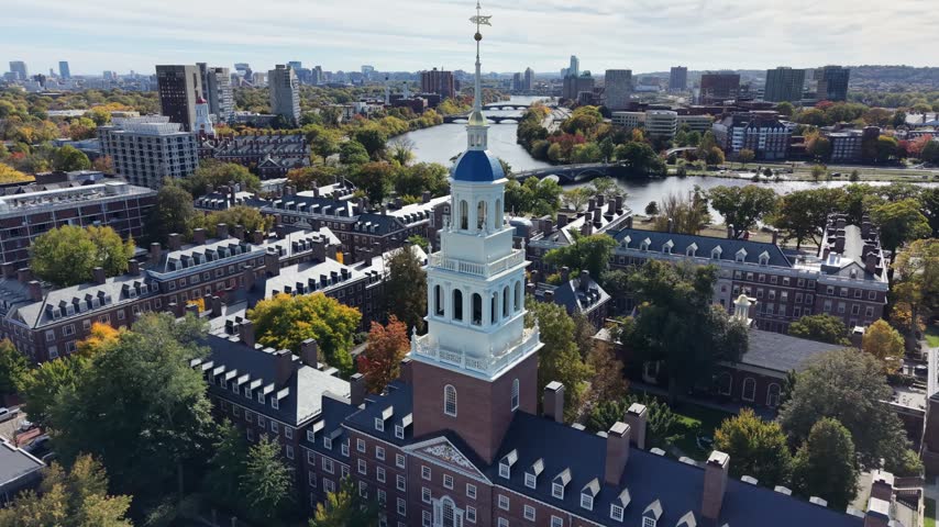 Harvard University In Cambridge In Massachusetts United States. Downtown City. University District. Harvard Square. Harvard University In Cambridge In Massachusetts United States. Medieval Buildings.