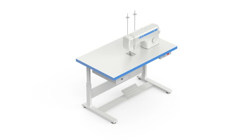 Industrial sewing machine on table