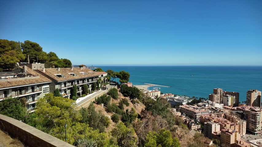 A view of the city of Malaga, Spain, from the hill of Gibralfaro Castle
