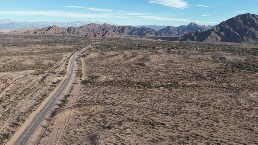 mountainous landscape in Argentina, aerial view by drone