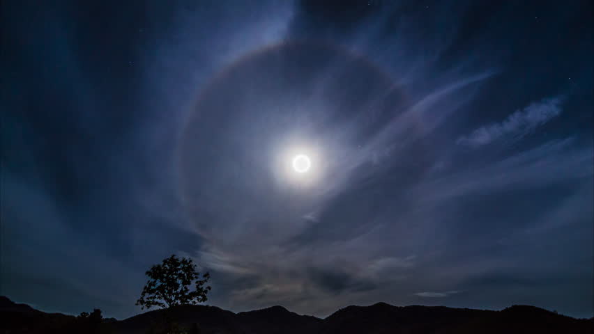 time lapse beautiful the full moon halo