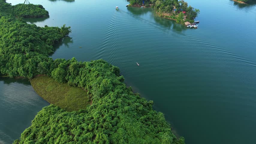 Scenic Landscape of Kaptai Lake with Mountains and Calm Water in Bangladesh k