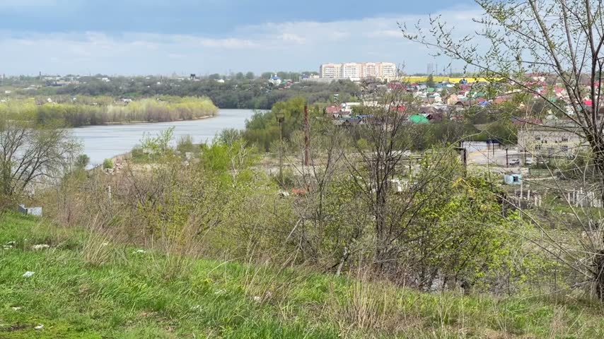 River and clouds landscape view