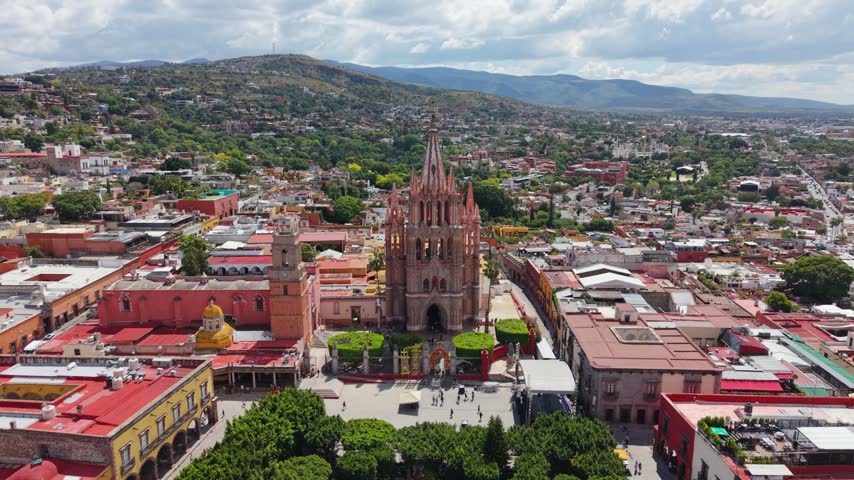 Sunny aerial panorama of a UNESCO World Heritage city, Mexico
