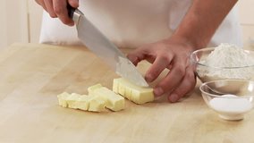 Butter being chopped