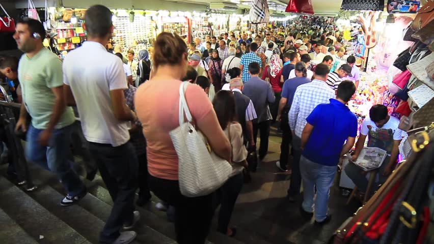 ISTANBUL - JUL 3: Crowd of people in pedestrian underpass at Eminonu on July 3,