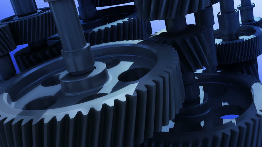 Industrial mechanism with rotating gears - animated loop