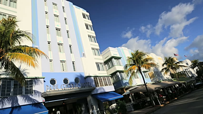 Restaurants on Ocean Drive colorful Art Deco hotels South Beach, Florida, USA