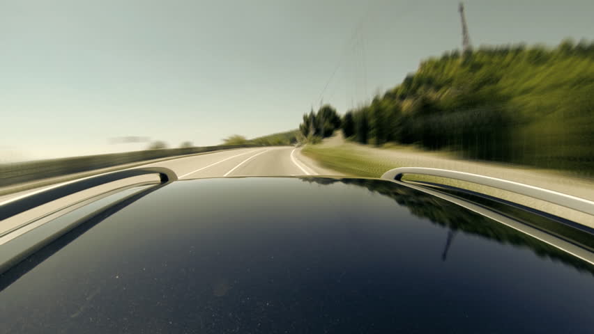 Timelapse view of car on the speed at the beautiful road with mountains.pov. 