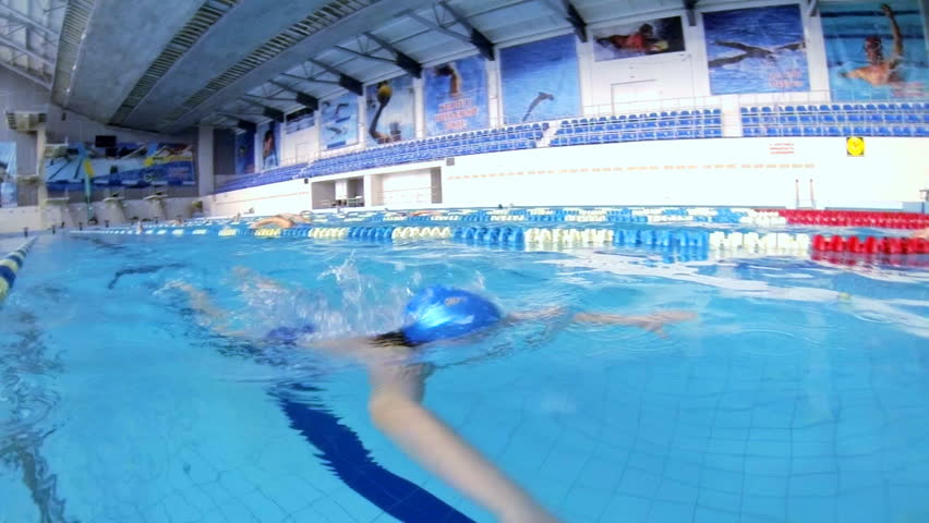 Beautiful slow motion view of athlete who is swim breaststorke style
