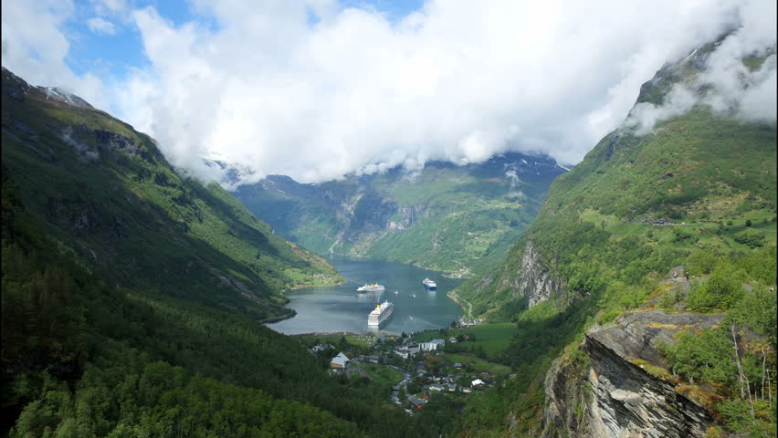 View of Geiranger, Norway. World Heritage Site of Unesco