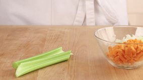 Celery being diced
