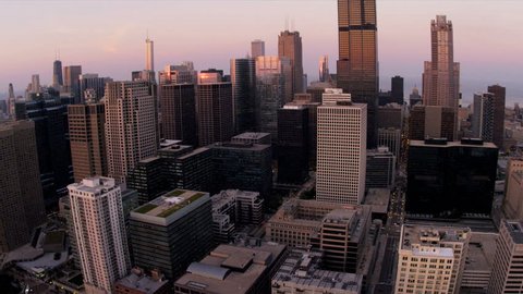 Aerial View Downtown Financial District Chicago Stock Footage Video ...