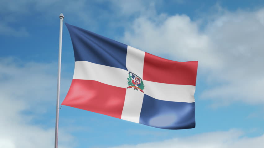 HD 1080p clip of a slow motion waving flag of Dominican Republic. Seamless, 12