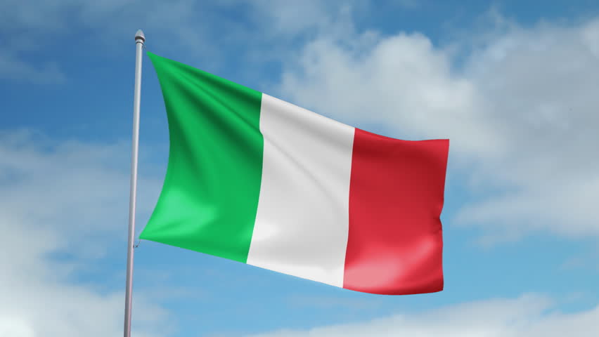 HD 1080p clip of a slow motion waving flag of Italy. Seamless, 12 seconds long