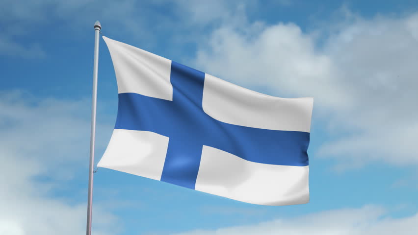 HD 1080p clip of a slow motion waving flag of Finland. Seamless, 12 seconds long