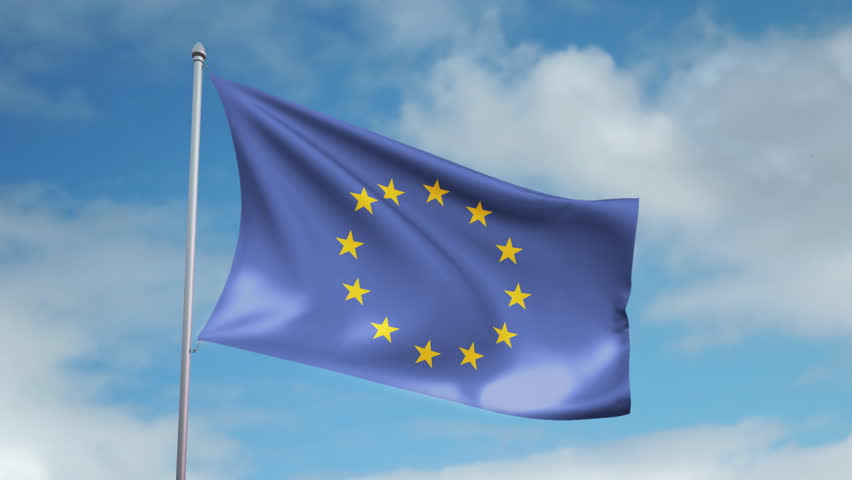 HD 1080p clip of a slow motion waving flag of European Union. Seamless, 12
