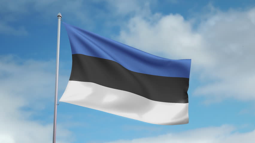 HD 1080p clip of a slow motion waving flag of Estonia. Seamless, 12 seconds long