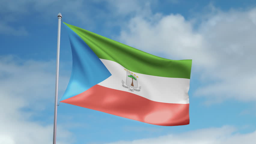 HD 1080p clip of a slow motion waving flag of Equatorial Guinea. Seamless, 12