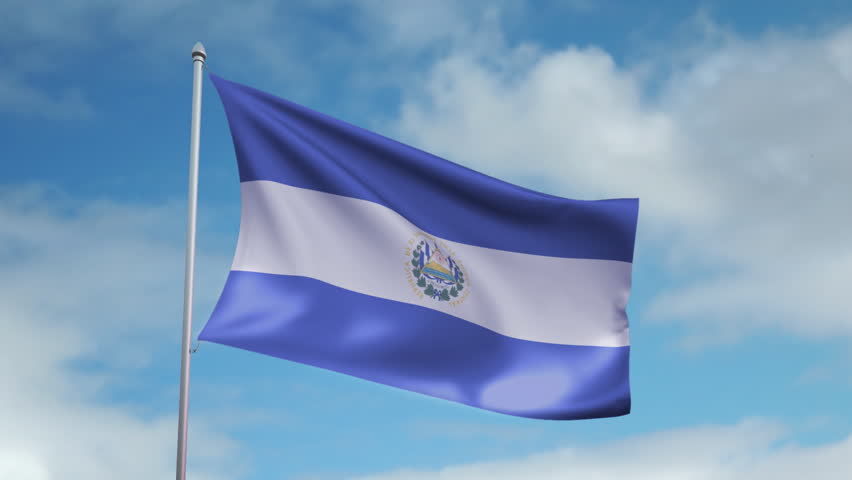 HD 1080p clip of a slow motion waving flag of El Salvador. Seamless, 12 seconds