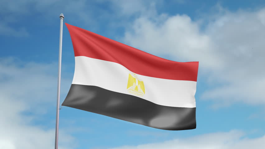 HD 1080p clip of a slow motion waving flag of Egypt. Seamless, 12 seconds long