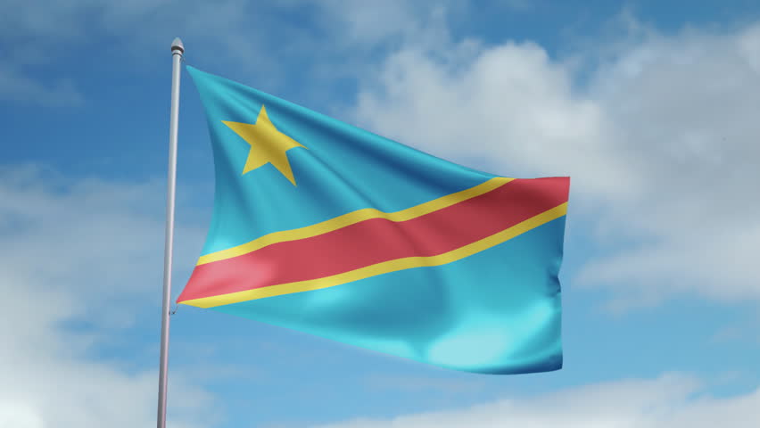 HD 1080p clip of a slow motion waving flag of Democratic Republic of the Congo.